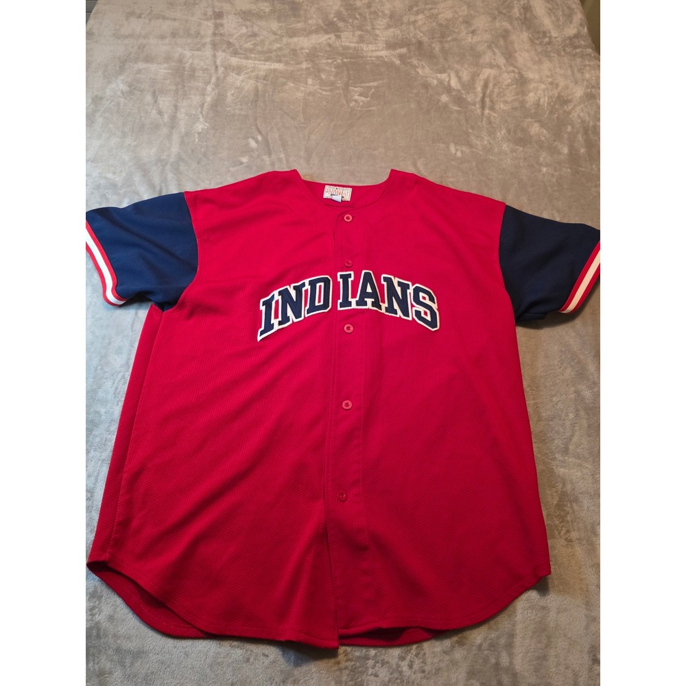 Vintage Starter Baseball Jersey Mens XXL Red Cleveland Indians MLB Short Sleeve